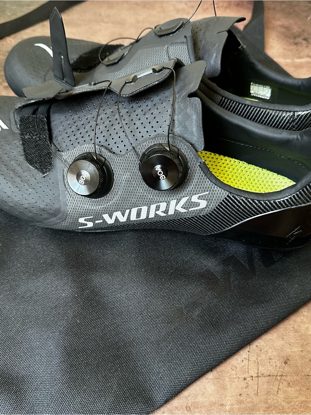 Specialized S-Works Road Cycling Shoes in Black with Lime Interior